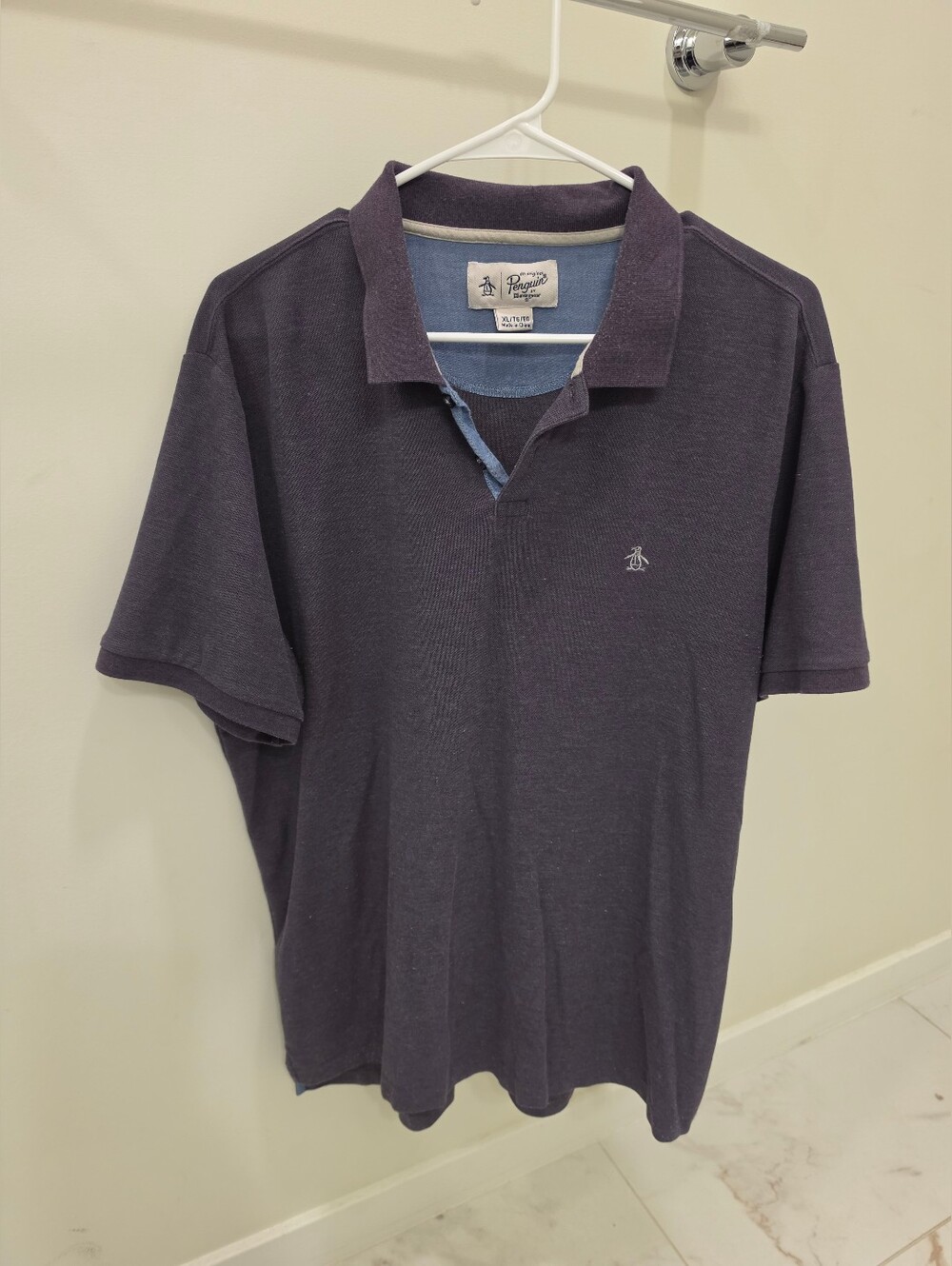 Original Penguin Men's XL Dark Heather Plum Polo Shirt Short Sleeve